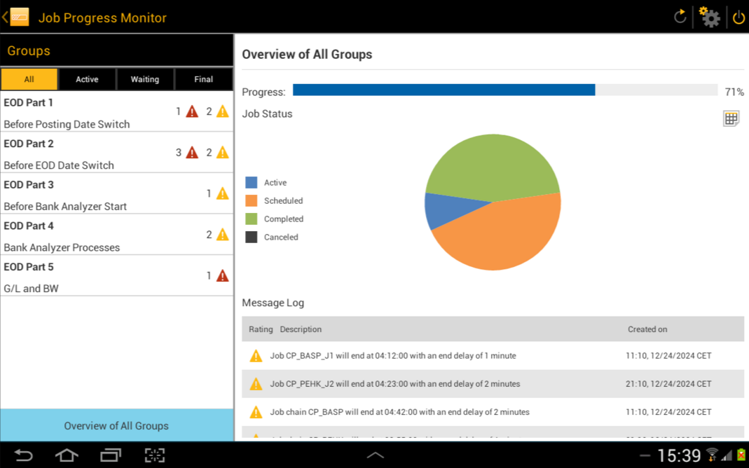 SAP Job Progress Monitor mobile app for Android